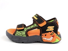 Skechers black/orange creature splash sandal med blink